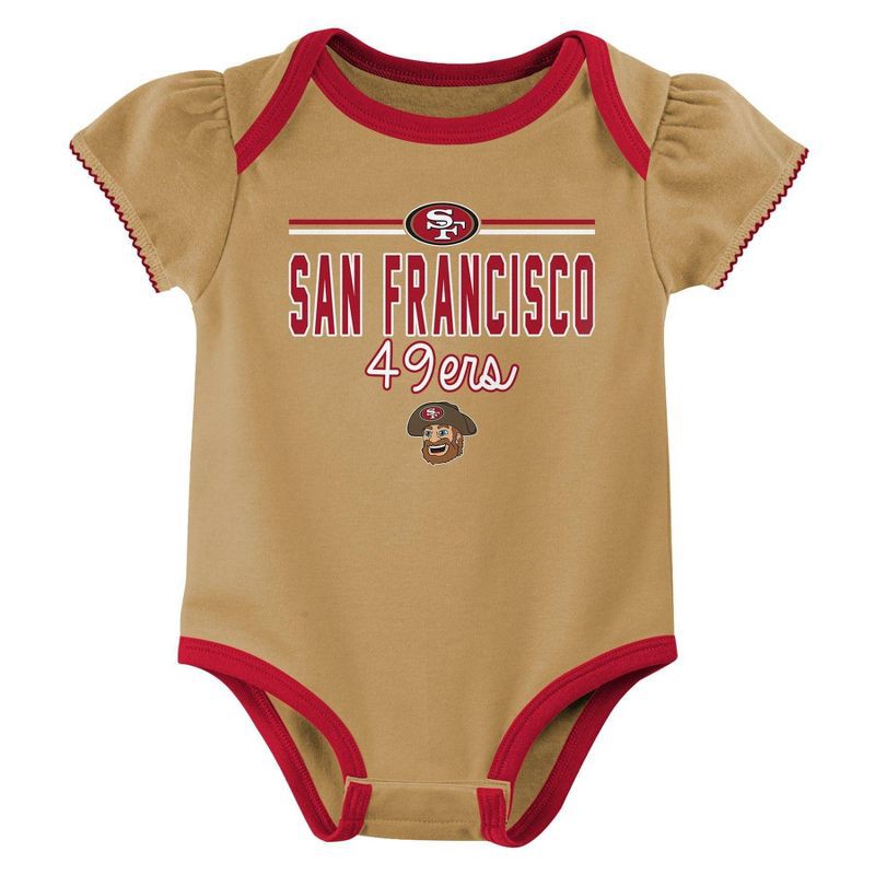 slide 3 of 4, NFL San Francisco 49ers Girls' White 3pk Bodysuit - 12M, 3 ct