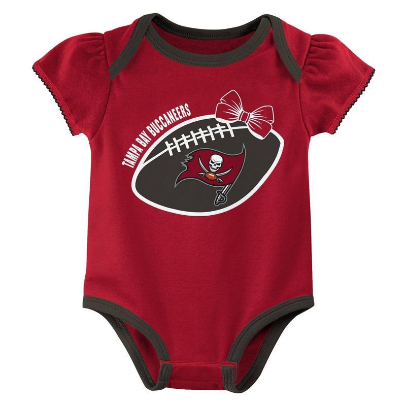 slide 4 of 4, NFL Tampa Bay Buccaneers Girls' White 3pk Bodysuit - 12M, 3 ct