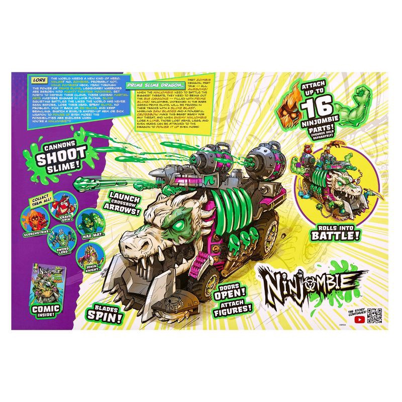 slide 9 of 9, Ninjombie Vehicle, Ninja Zombie with Slime, Ages 3+, 1 ct
