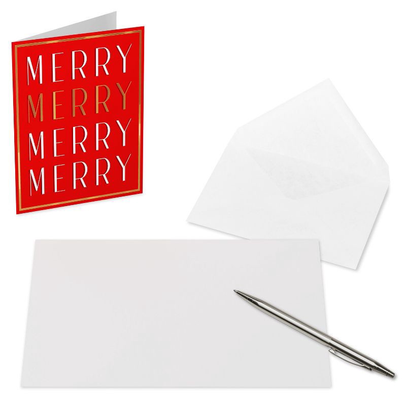 slide 3 of 5, American Greetings 10ct Blank Christmas Cards Boxed with Envelopes 'Merry Christmas with Santa', 10 ct