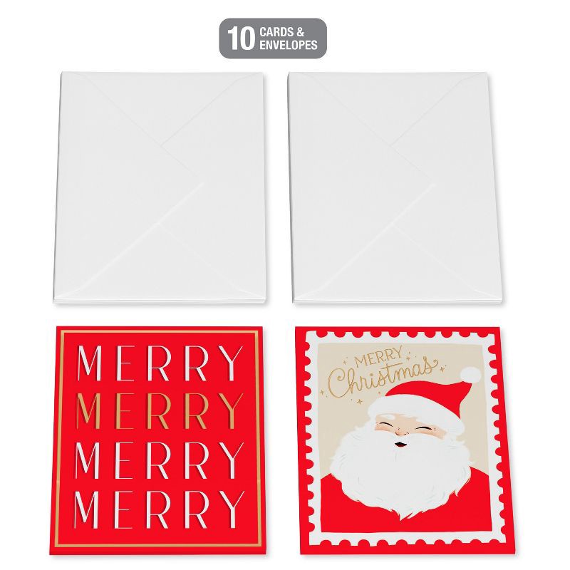 slide 4 of 5, American Greetings 10ct Blank Christmas Cards Boxed with Envelopes 'Merry Christmas with Santa', 10 ct