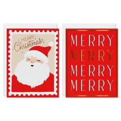American Greetings 10ct Blank Christmas Cards Boxed with Envelopes 'Merry Christmas with Santa'