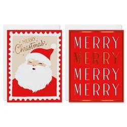 American Greetings 10ct Blank Christmas Cards Boxed with Envelopes 'Merry Christmas with Santa'