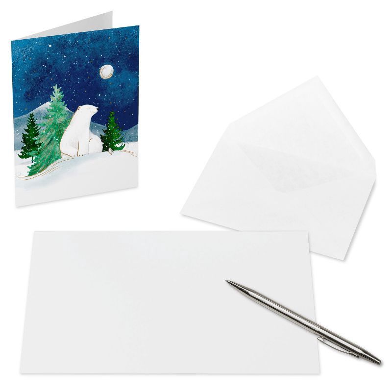 slide 2 of 4, American Greetings 10ct Blank Christmas Cards Boxed with Envelopes Polar Bear, 10 ct