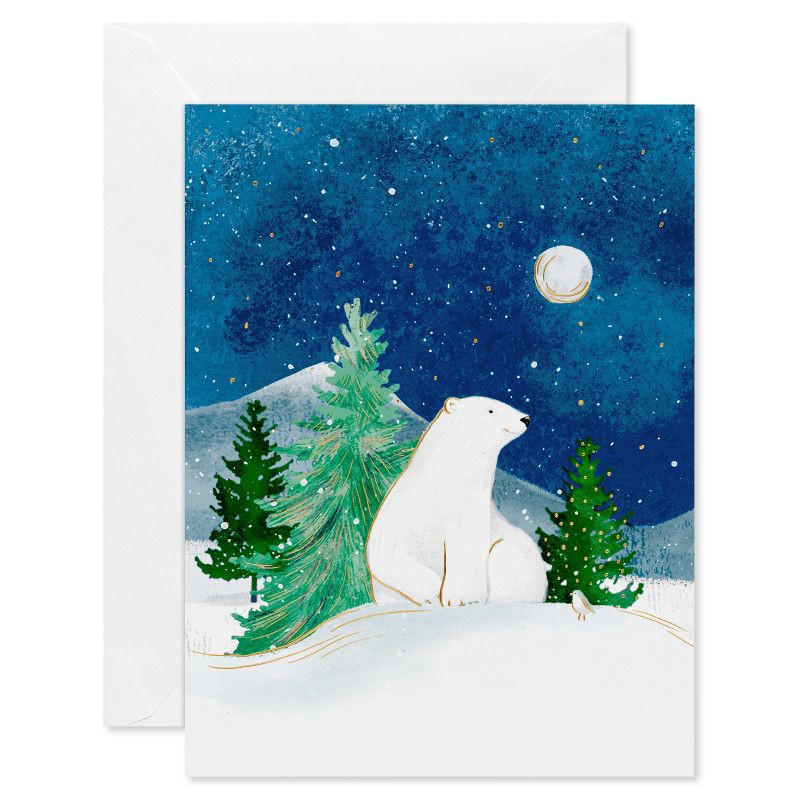 slide 1 of 4, American Greetings 10ct Blank Christmas Cards Boxed with Envelopes Polar Bear, 10 ct