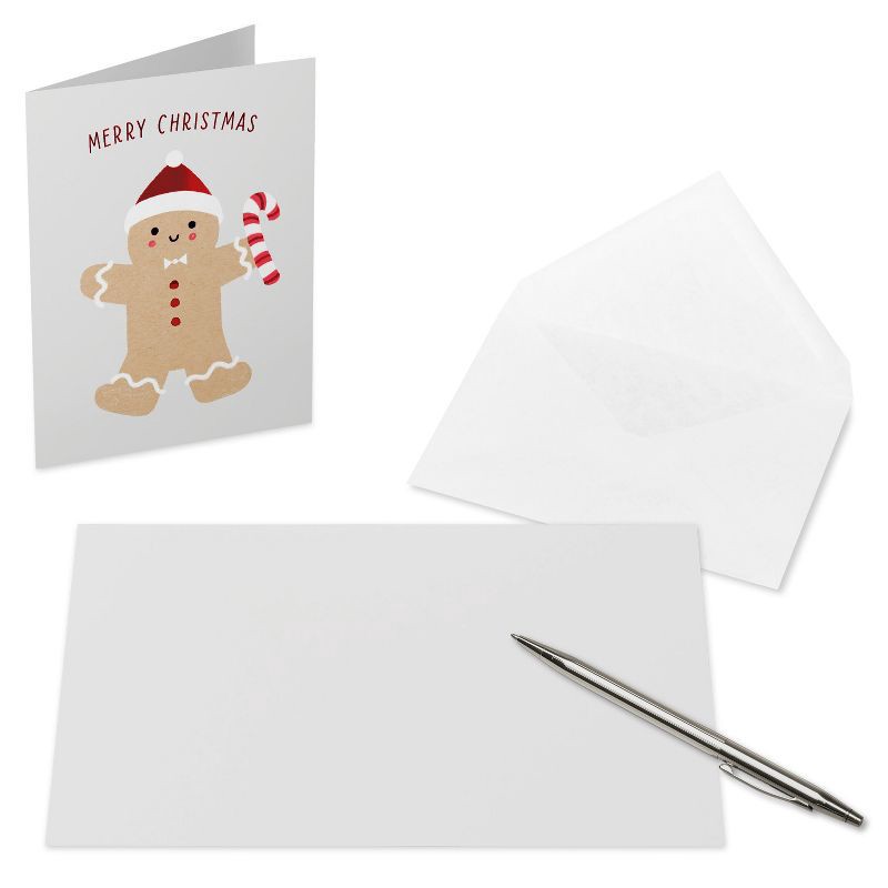 slide 2 of 5, American Greetings 10ct Blank Christmas Cards Boxed with Envelopes Gingerbread Man and Penguin, 10 ct