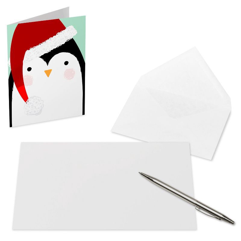 slide 3 of 5, American Greetings 10ct Blank Christmas Cards Boxed with Envelopes Gingerbread Man and Penguin, 10 ct