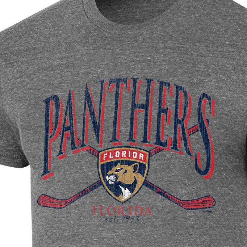 slide 3 of 3, NHL Florida Panthers Men's Short Sleeve Gray Tri-Blend T-Shirt - M, 1 ct
