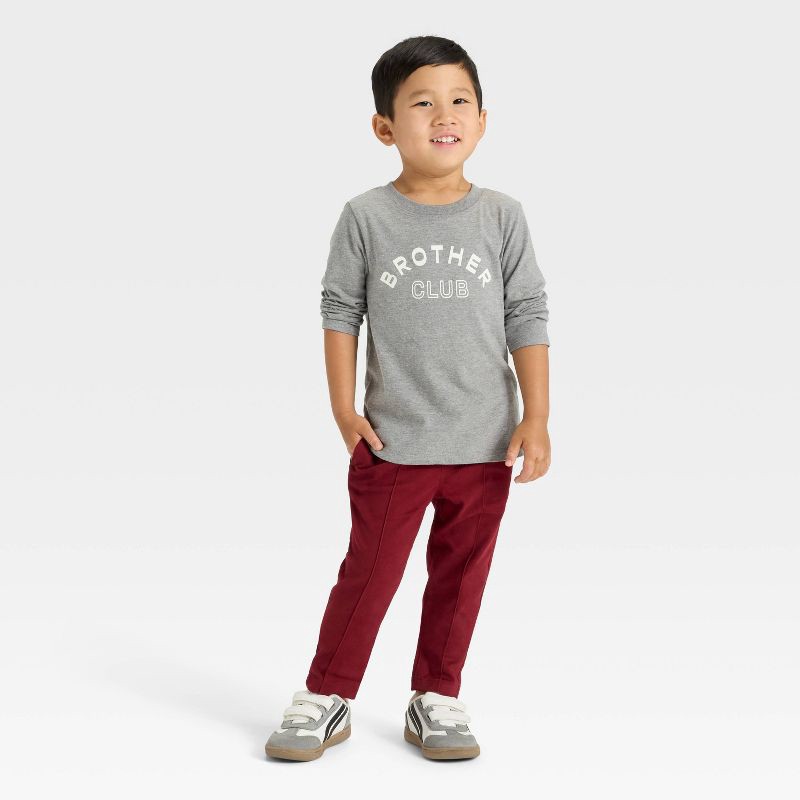 slide 3 of 3, Toddler Boys' Tapered Pants - Cat & Jack™ Maroon 12M, 1 ct