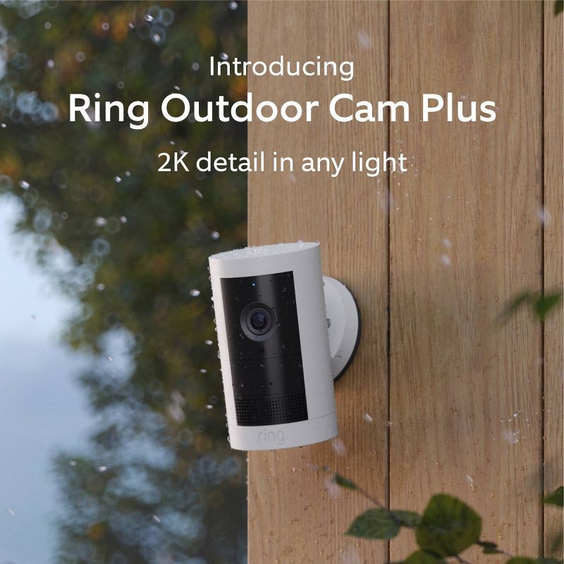 slide 2 of 10, Ring Outdoor Cam Plus Battery 2K Video with Low-Light Vision and Flexible Mounting - White, 1 ct
