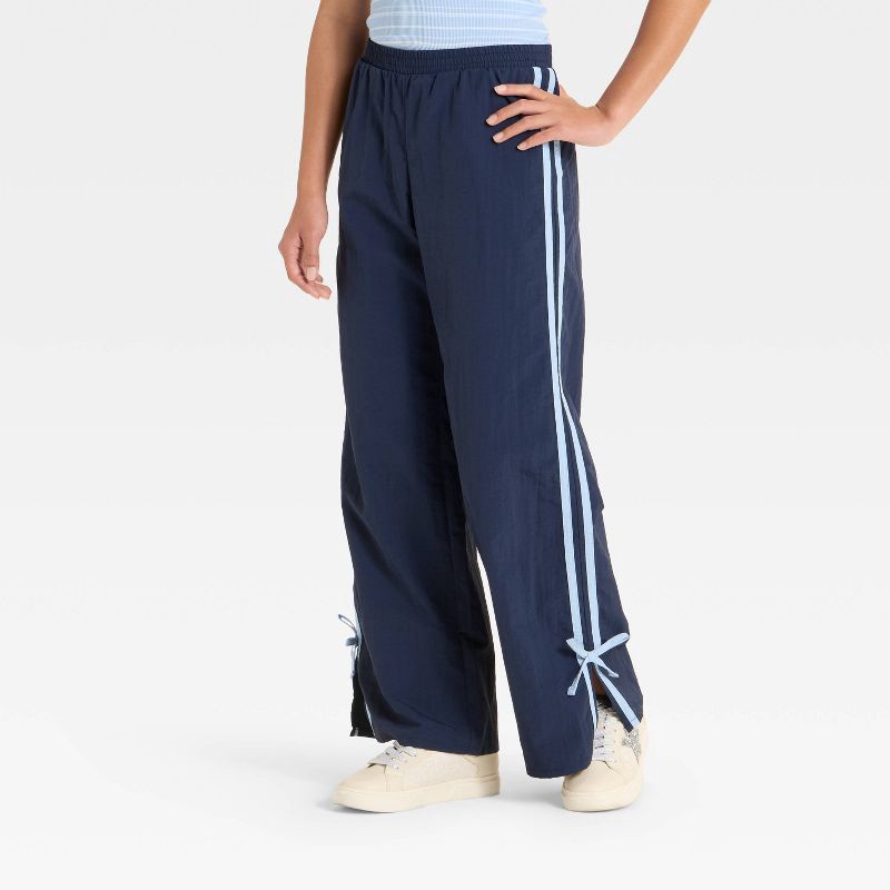 slide 1 of 3, Girls' Nylon Track Pants - art class™ Blue L, 1 ct