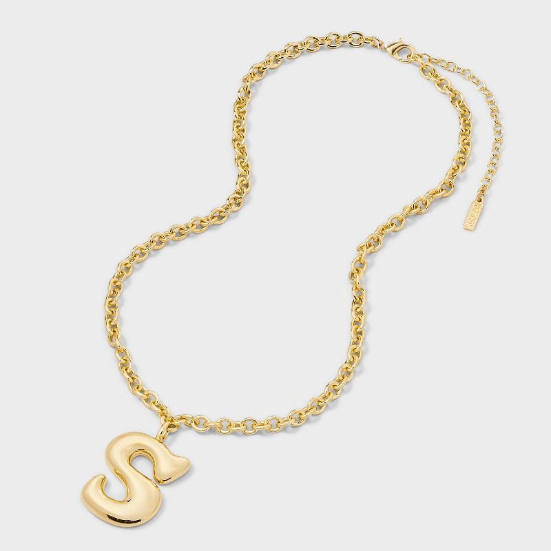 slide 3 of 4, SUGARFIX by BaubleBar Bubble Initial Necklace - Gold S, 1 ct