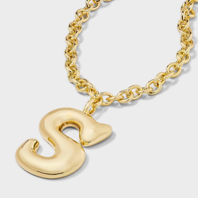 slide 1 of 4, SUGARFIX by BaubleBar Bubble Initial Necklace - Gold S, 1 ct