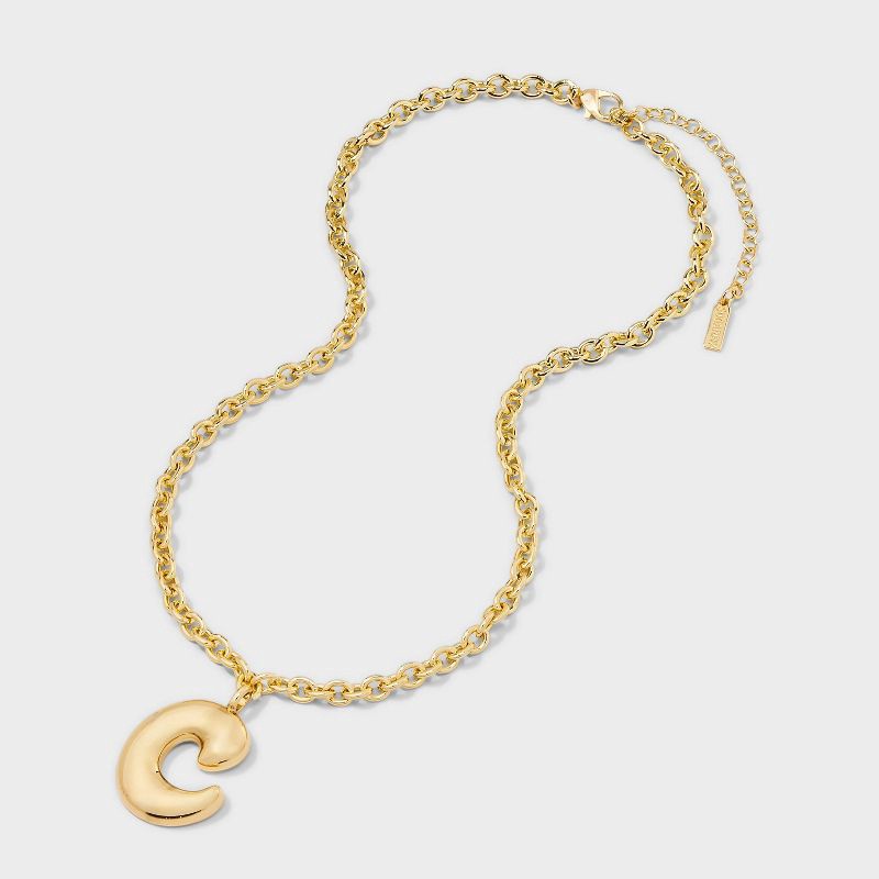 slide 3 of 4, SUGARFIX by BaubleBar Bubble Initial Necklace - Gold C, 1 ct