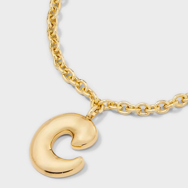 slide 4 of 4, SUGARFIX by BaubleBar Bubble Initial Necklace - Gold C, 1 ct
