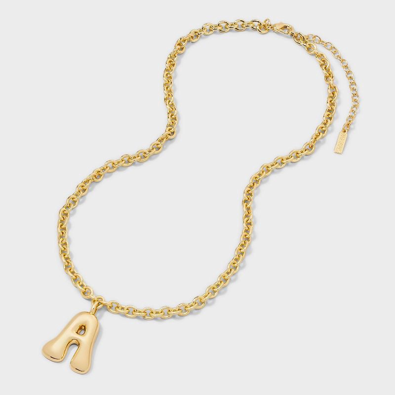 slide 3 of 4, SUGARFIX by BaubleBar Bubble Initial Necklace - Gold A, 1 ct