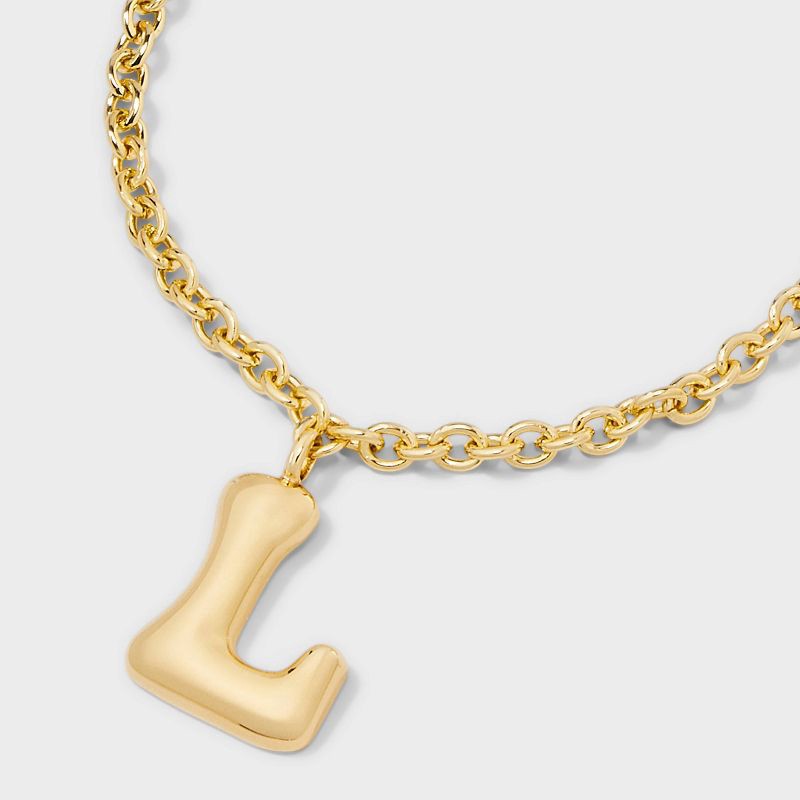 slide 4 of 4, SUGARFIX by BaubleBar Bubble Initial Necklace - Gold L, 1 ct
