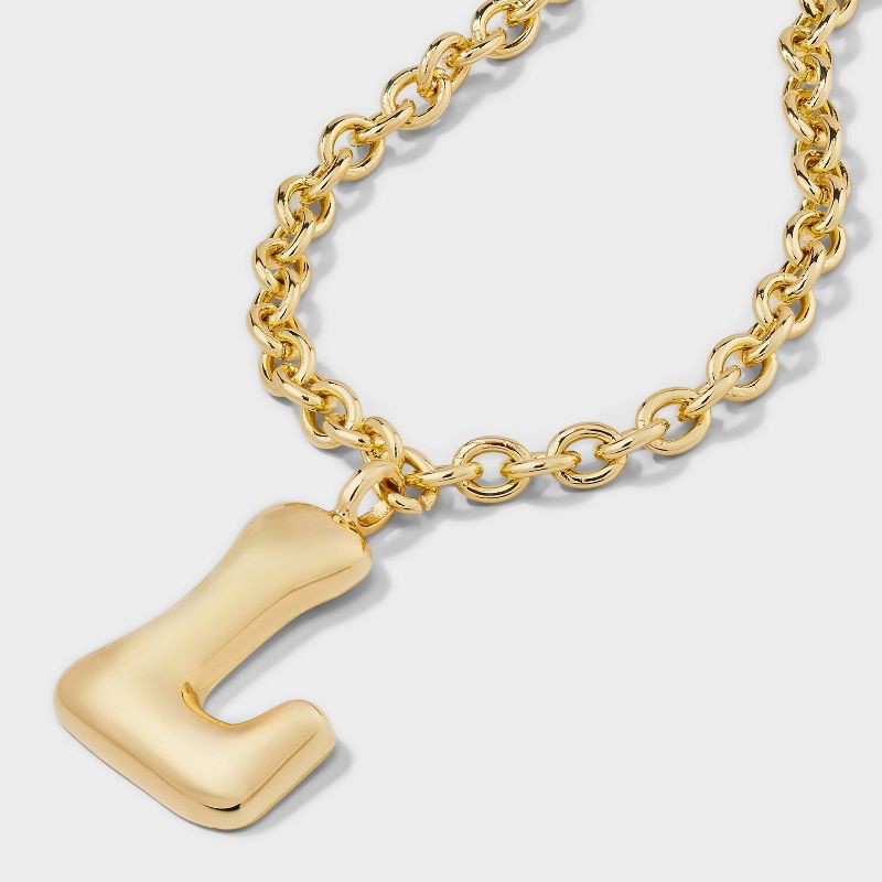 slide 1 of 4, SUGARFIX by BaubleBar Bubble Initial Necklace - Gold L, 1 ct