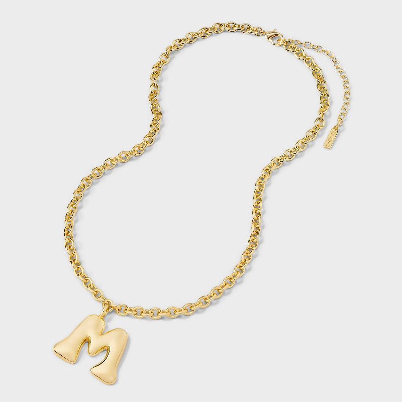 slide 3 of 4, SUGARFIX by BaubleBar Bubble Initial Necklace - Gold M, 1 ct