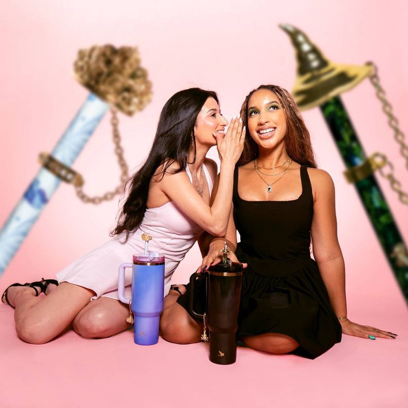 slide 2 of 11, CharCharms 4pk 30oz Water Bottle Straws Wicked 2 Elphaba, 4 ct; 30 oz