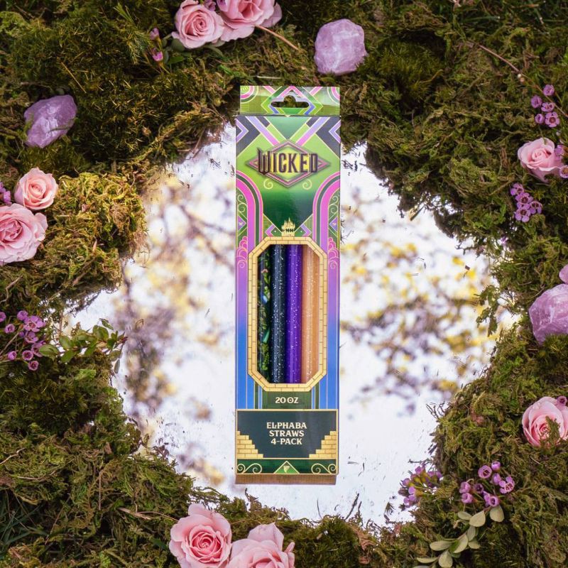 slide 11 of 11, CharCharms 4pk 30oz Water Bottles Straws Wicked 2 Elphaba, 4 ct; 30 oz