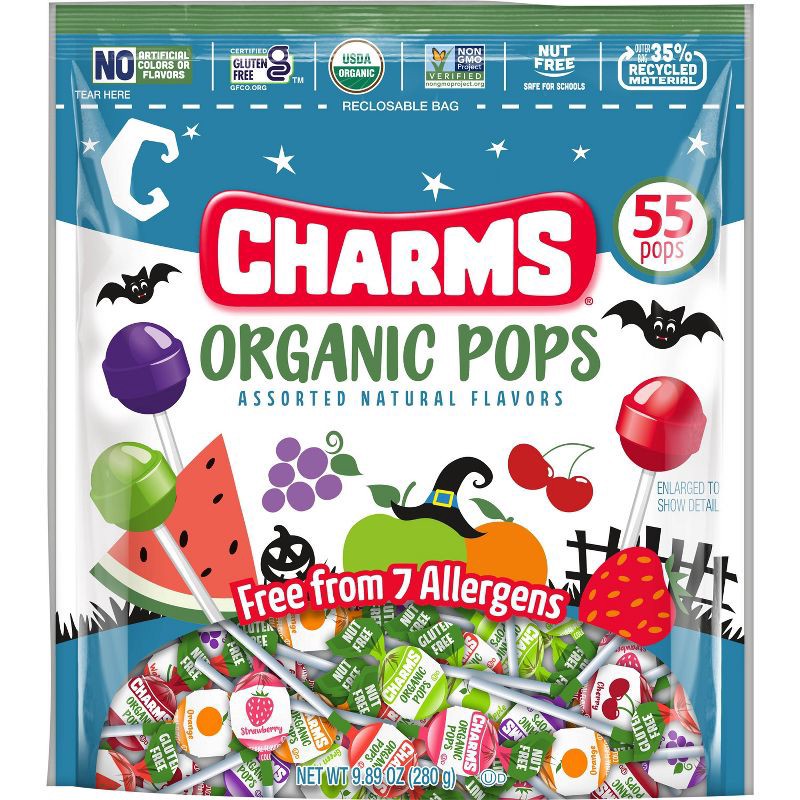 Charms Organic Halloween Chewy Gummy Pops Candy - 9.89oz/55ct | Shipt