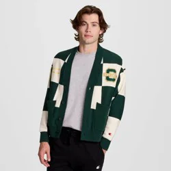 Champion Men's Varsity Check Cardigan Sweater - Green L