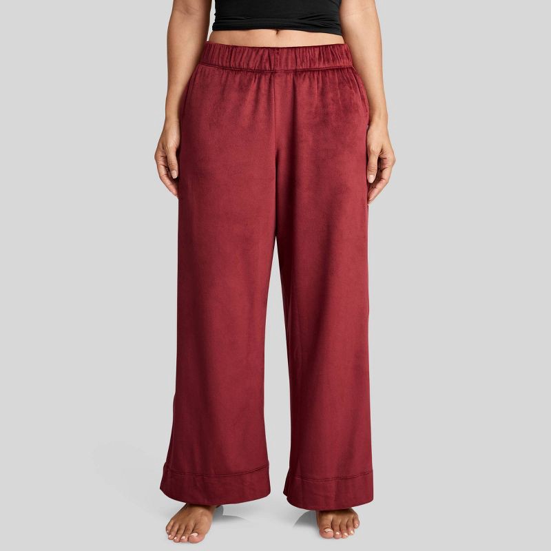 slide 4 of 5, Jockey Generation™ Women's Luxe Velour Pajama Pants AGE82 - Cranberry S, 1 ct