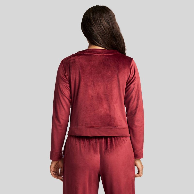 slide 2 of 5, Jockey Generation™ Women's Luxe Velour Cardigan - Cranberry M, 1 ct