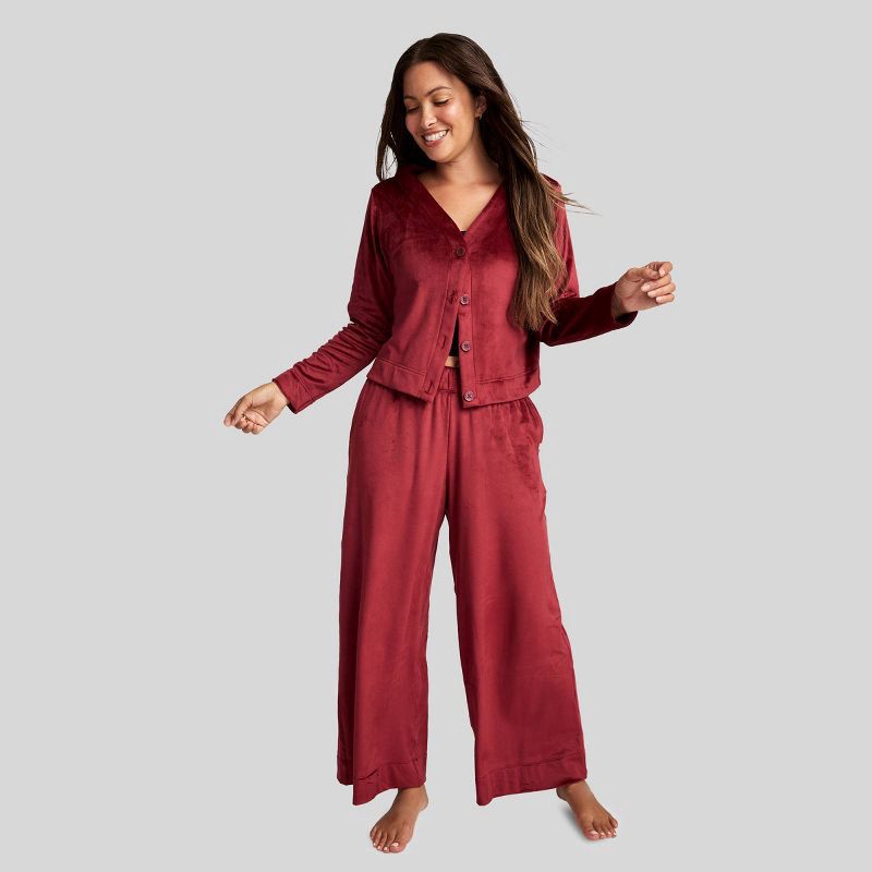 slide 3 of 5, Jockey Generation™ Women's Luxe Velour Cardigan - Cranberry XL, 1 ct
