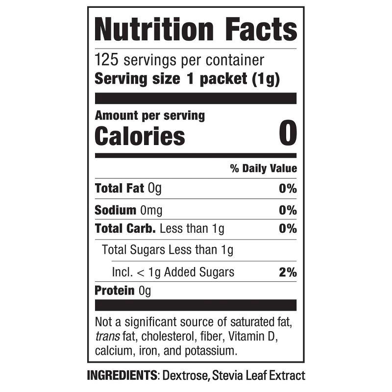 slide 7 of 7, In The Raw Stevia Zero-Calorie Sweetener Sugar Substitutes - 4.4oz/125ct, 4.4 oz, 125 ct