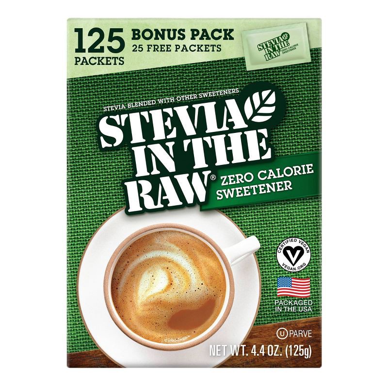 slide 1 of 7, In The Raw Stevia Zero-Calorie Sweetener Sugar Substitutes - 4.4oz/125ct, 4.4 oz, 125 ct