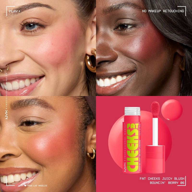 slide 5 of 10, NYX Professional Makeup Fat Cheeks Juicy Liquid Blush - Bouncin Berry - 0.27 fl oz, 0.27 fl oz