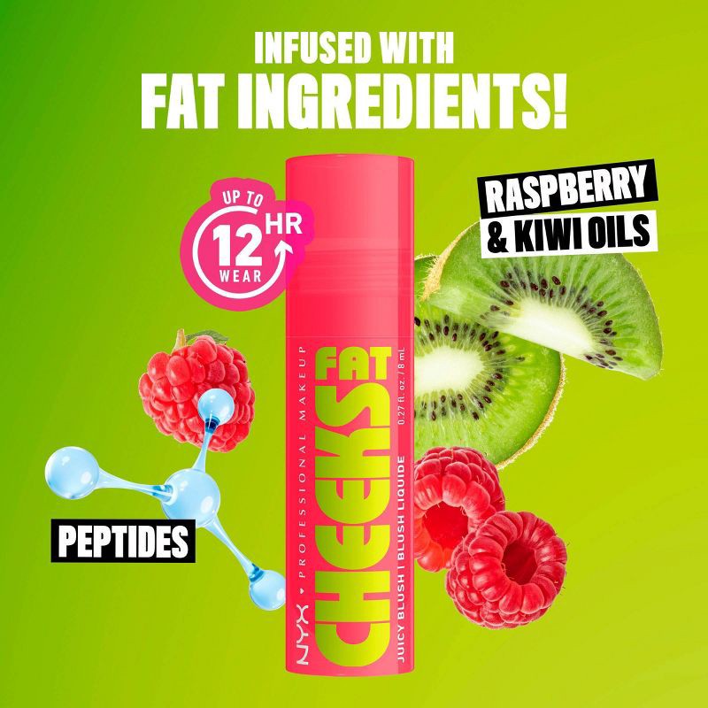 slide 6 of 10, NYX Professional Makeup Fat Cheeks Juicy Liquid Blush - Bouncin Berry - 0.27 fl oz, 0.27 fl oz