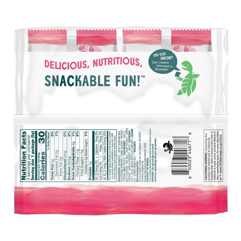 slide 2 of 5, Gimme Gochujang Korean BBQ Roasted Seaweed Snack - 0.7oz/4ct, 0.7 oz, 4 ct