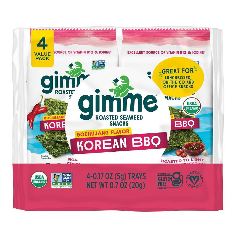 slide 1 of 5, Gimme Gochujang Korean BBQ Roasted Seaweed Snack - 0.7oz/4ct, 0.7 oz, 4 ct