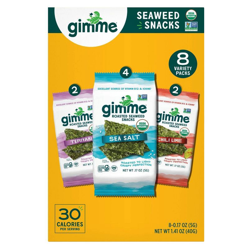 slide 3 of 8, Gimme Variety Pack Roasted Seaweed Snacks - 1.41oz/8ct, 1.41 oz, 8 ct