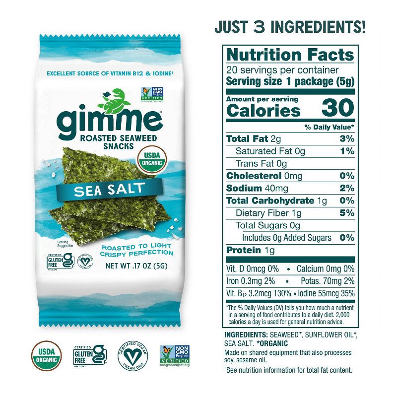 slide 4 of 8, Gimme Variety Pack Roasted Seaweed Snacks - 1.41oz/8ct, 1.41 oz, 8 ct