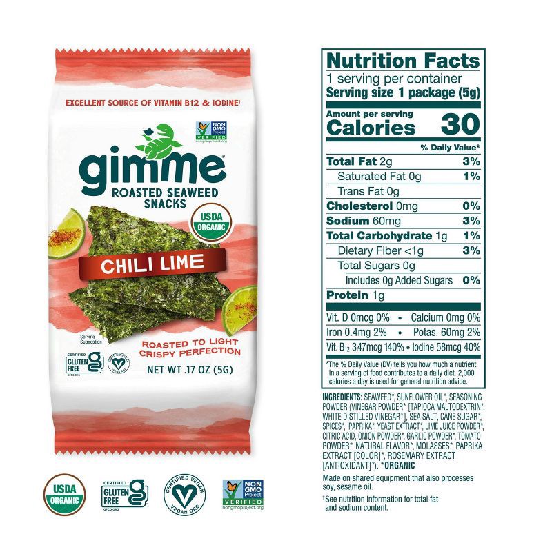 slide 6 of 8, Gimme Variety Pack Roasted Seaweed Snacks - 1.41oz/8ct, 1.41 oz, 8 ct
