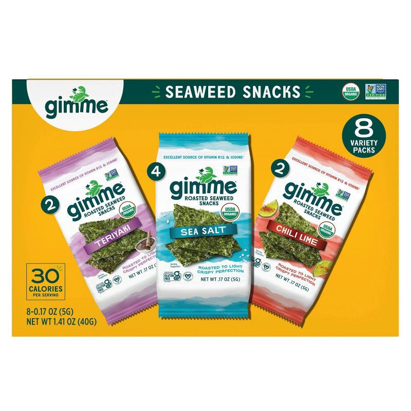 slide 1 of 8, Gimme Variety Pack Roasted Seaweed Snacks - 1.41oz/8ct, 1.41 oz, 8 ct