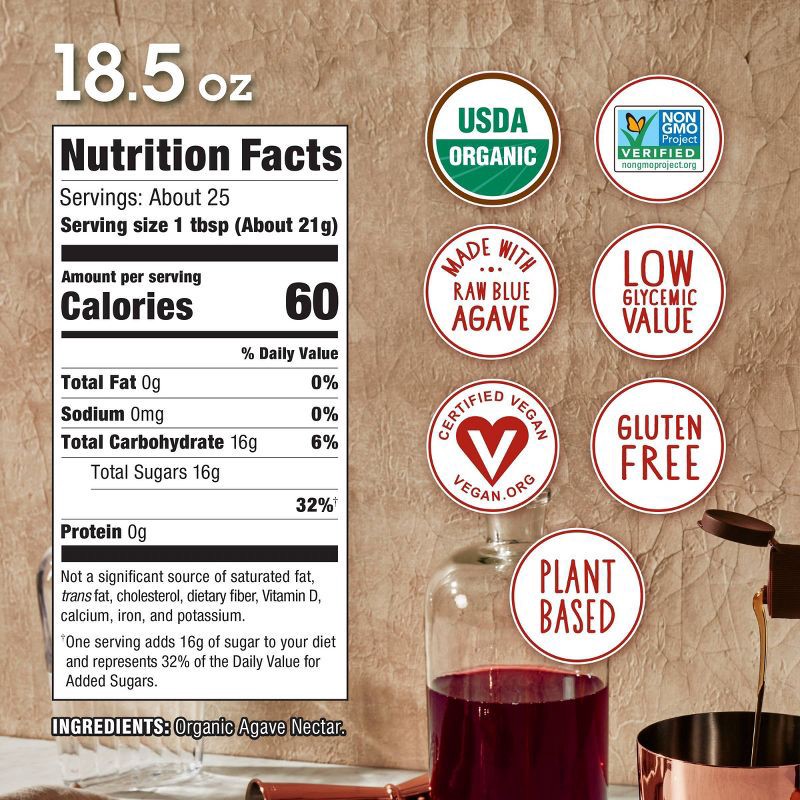 slide 4 of 4, In The Raw Organic Light Agave Nectar Sugar Substitute - 18.5oz, 18.5 oz