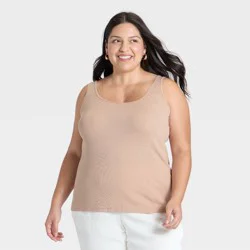 Women's Slim Fit Layered Tank Top - A New Day™ Pink XXL