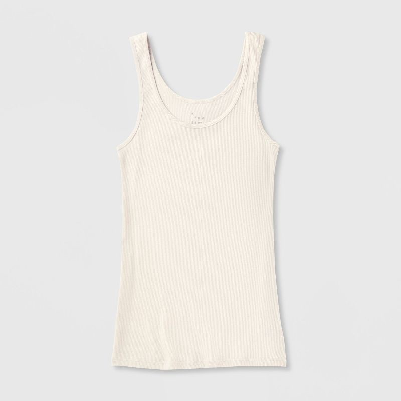 slide 4 of 4, Women's Slim Fit Layered Tank Top - A New Day™ Cream S, 1 ct