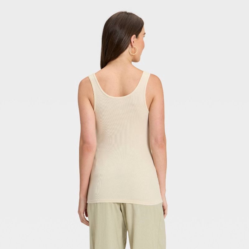 slide 2 of 4, Women's Slim Fit Layered Tank Top - A New Day™ Cream M, 1 ct