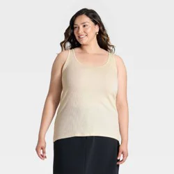 Women's Slim Fit Layered Tank Top - A New Day™ Cream XXL
