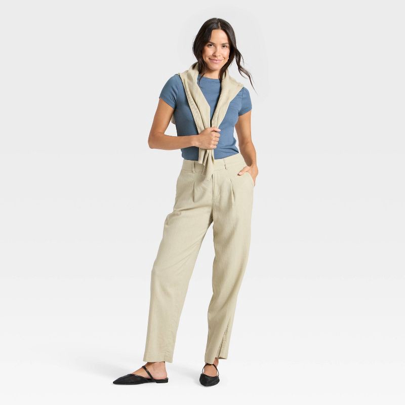 slide 3 of 4, Women's Slim Fit Short Sleeve Ribbed T-Shirt - A New Day™ Sea Blue M, 1 ct