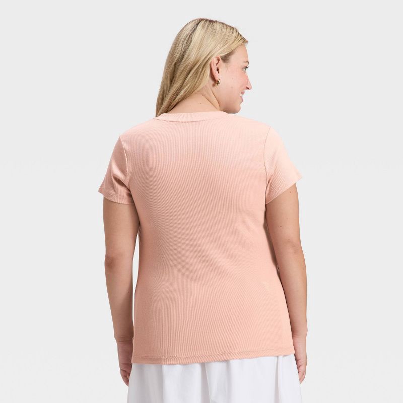 slide 2 of 3, Women's Slim Fit Short Sleeve Ribbed T-Shirt - A New Day™ Pink XXL, 1 ct