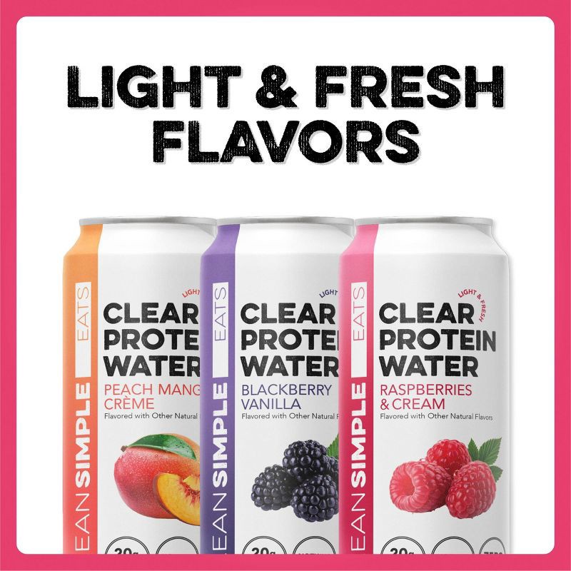 slide 4 of 6, Clean Simple Eats Clear Protein Water Raspberries & Cream - 16 fl oz Can, 16 fl oz