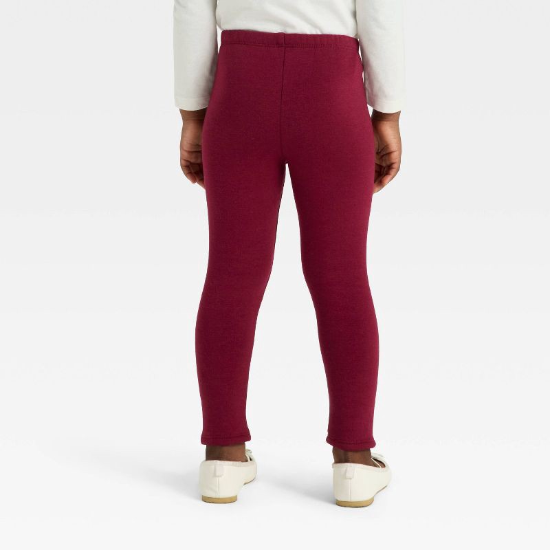 slide 2 of 3, Toddler Girls' Cozy Leggings - Cat & Jack™ Burgundy 12M, 1 ct