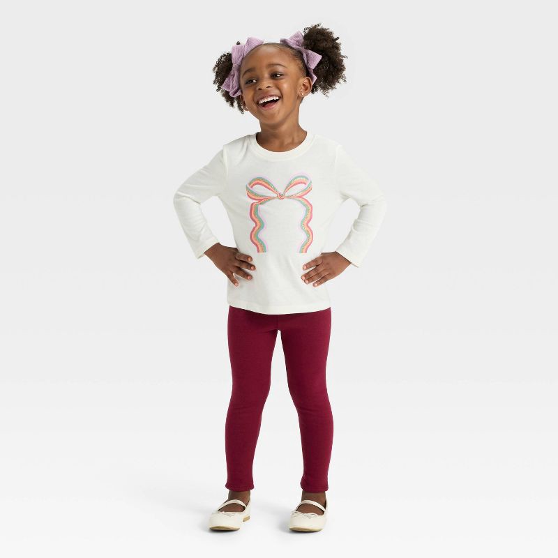 slide 3 of 3, Toddler Girls' Cozy Leggings - Cat & Jack™ Burgundy 12M, 1 ct
